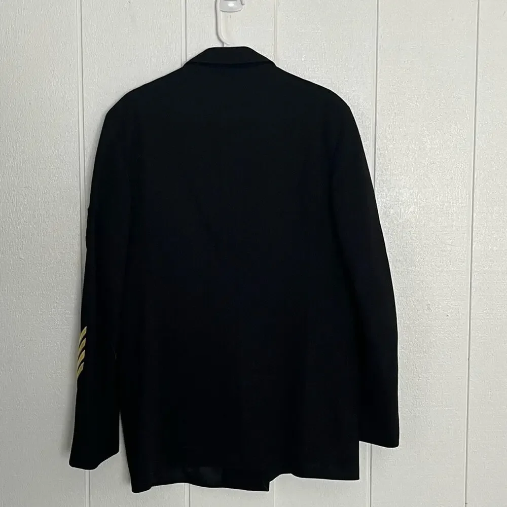 Authentic Military U.S. Navy Officers Jacket Double Breasted Eagle 3 Stripes Key